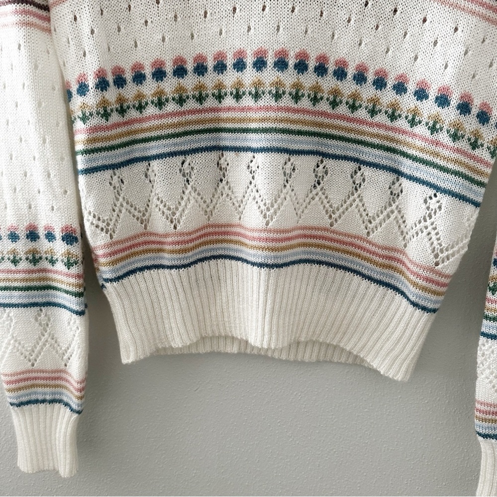 Womens Vintage Grandma Sweater Sz M V Neck Floral Cottagecore - Picture 3 of 12